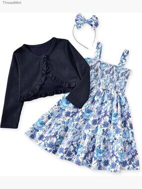 Toddler Girl Smocked Dress & Ruffle Cardigan 2-Piece Set